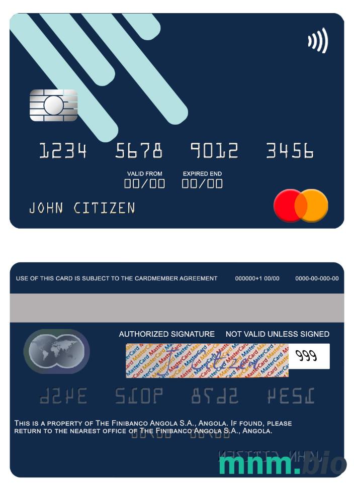 Angola Finibanco Angola S.A. przykład karty mastercard w formacie PSD